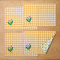Floral Plaid Reversible Placemats, Set of 4 - Yellow