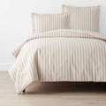 Tailored Stripes and Plaids Classic Cool Cotton Percale Bed Duvet Cover - Narrow Stripe Gold, Full