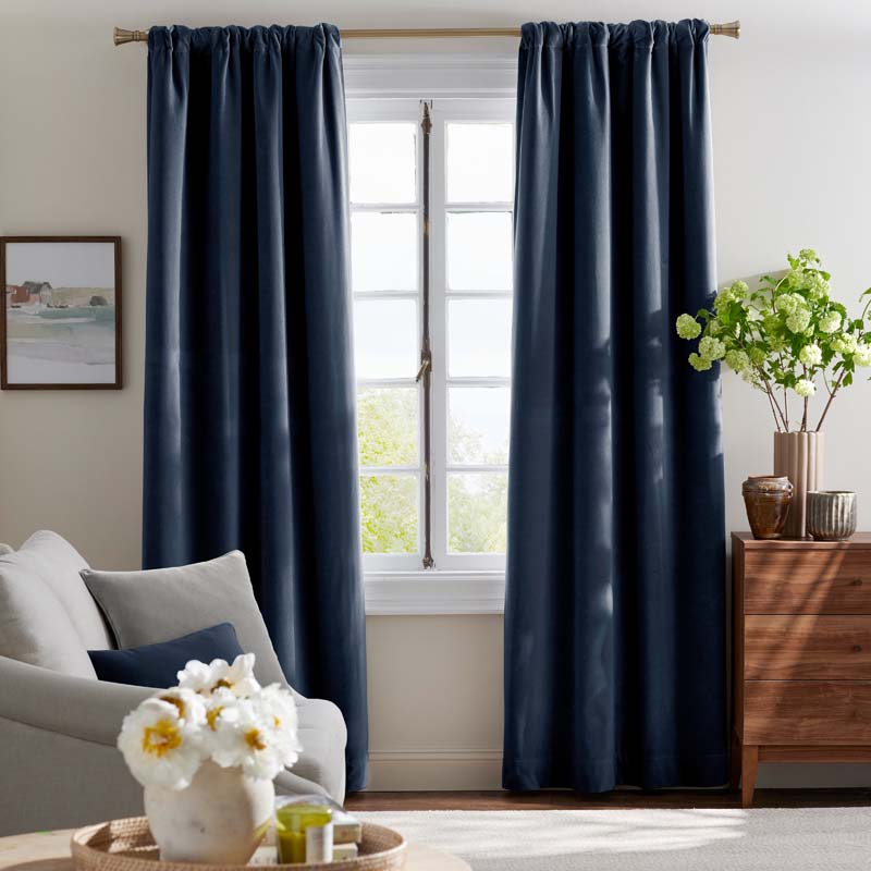 Velvet Blackout Window Curtain - Indigo, 84 in.