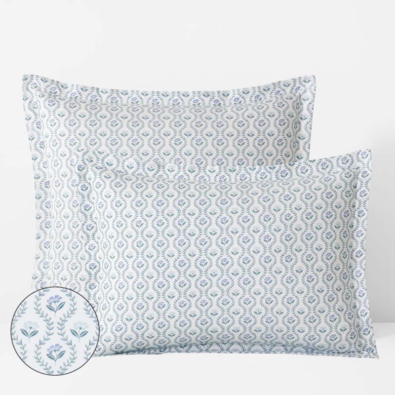 Tira Floral Classic Cool Cotton Percale Sham - Flower Blue, Standard