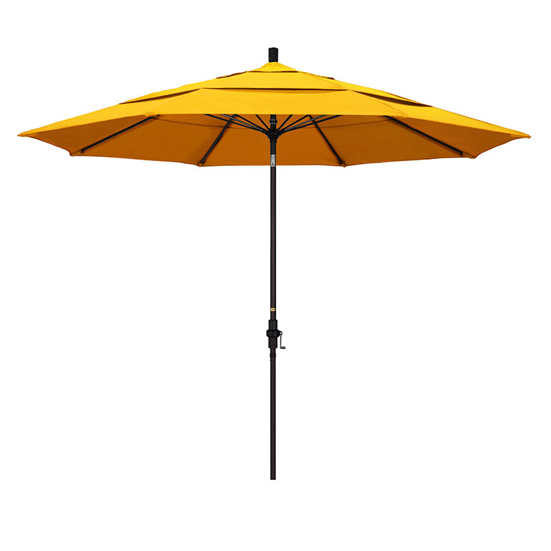 Round Outdoor Patio Umbrella, Fiberglass with Twist Tilt - Black Finish, Sunflower, 11'