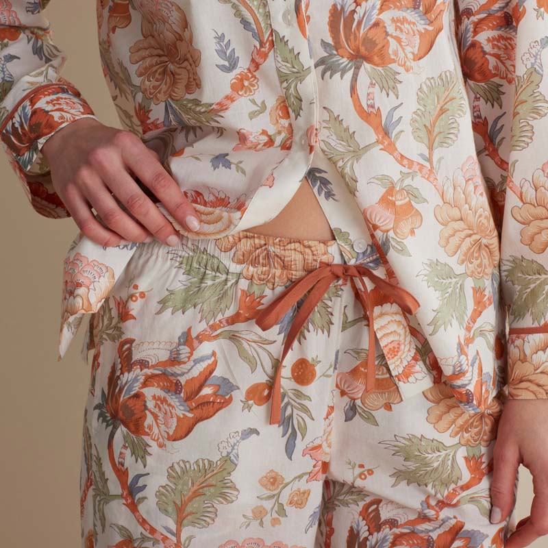 Printed Voile Women's Cropped Pajama Set - Wild Bloom, XL