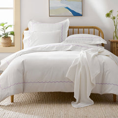 Scallop Embroidered Premium Cool Egyptian Percale Sham - Lavender, Standard