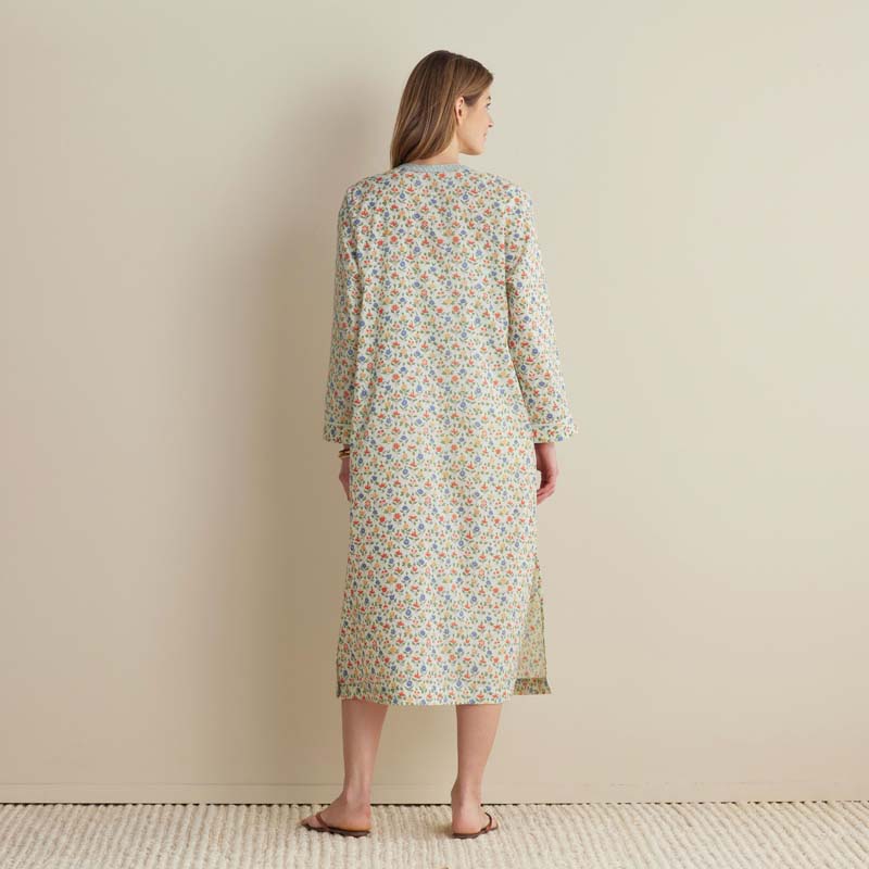 Printed Voile Women's Caftan - Meadow Song, XXL