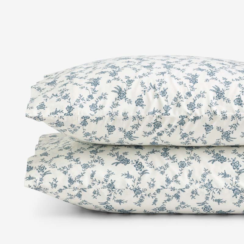 Tapestry Vine Garment Washed Cotton Percale Pillowcase Set - Ivory Multi, King
