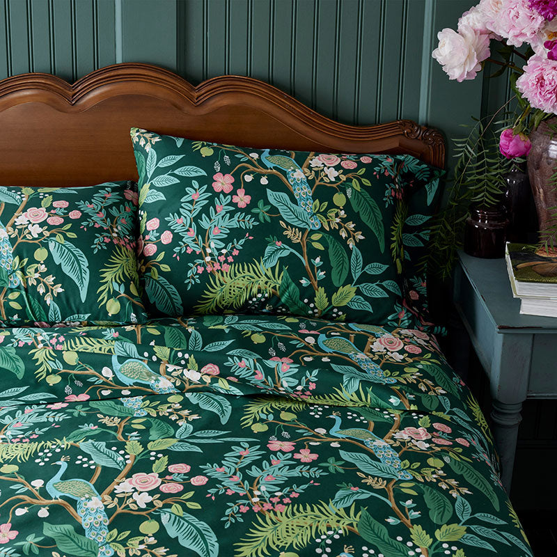 Peacock Classic Smooth Sateen Flat Bed Sheet - Evergreen, Queen