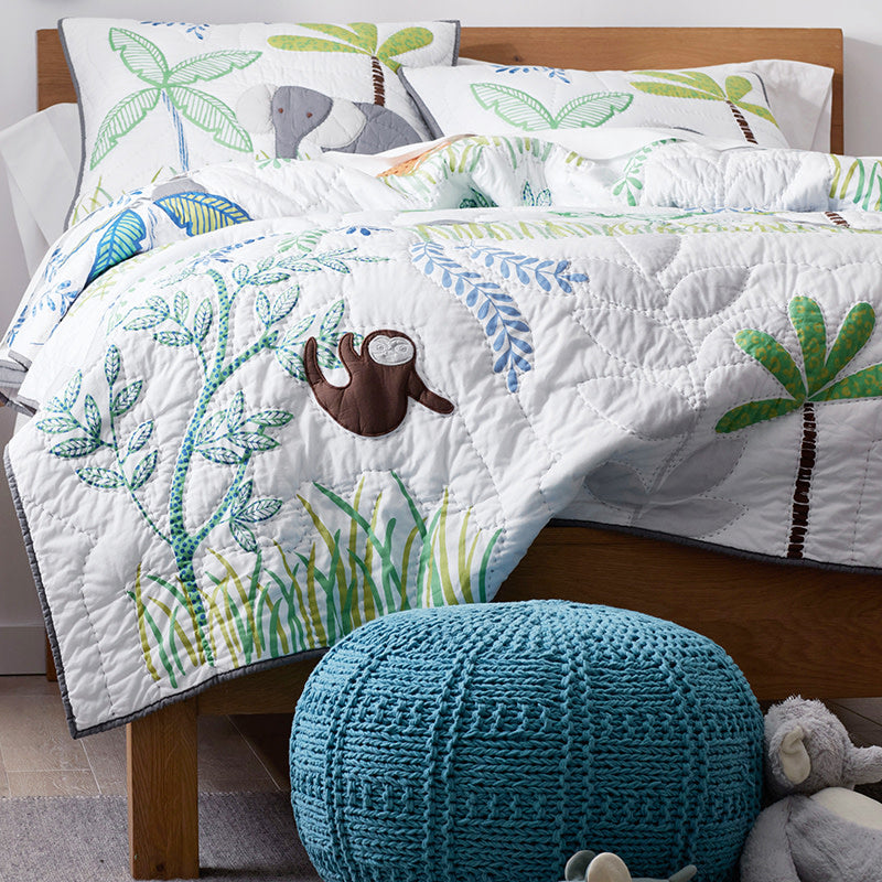 Jungle Quilt - White, Twin