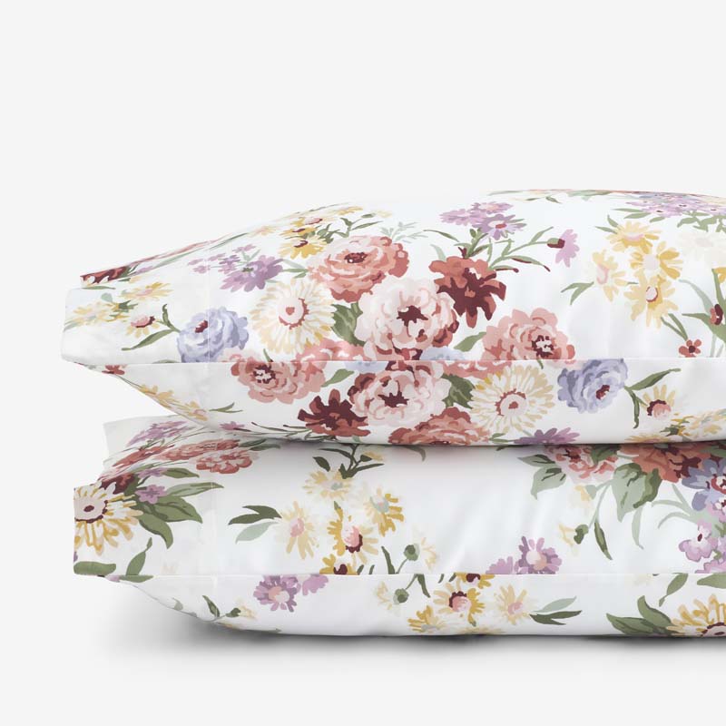 Nature's Bouquet Classic Smooth Sateen Pillowcase Set - Cream Multi, Standard
