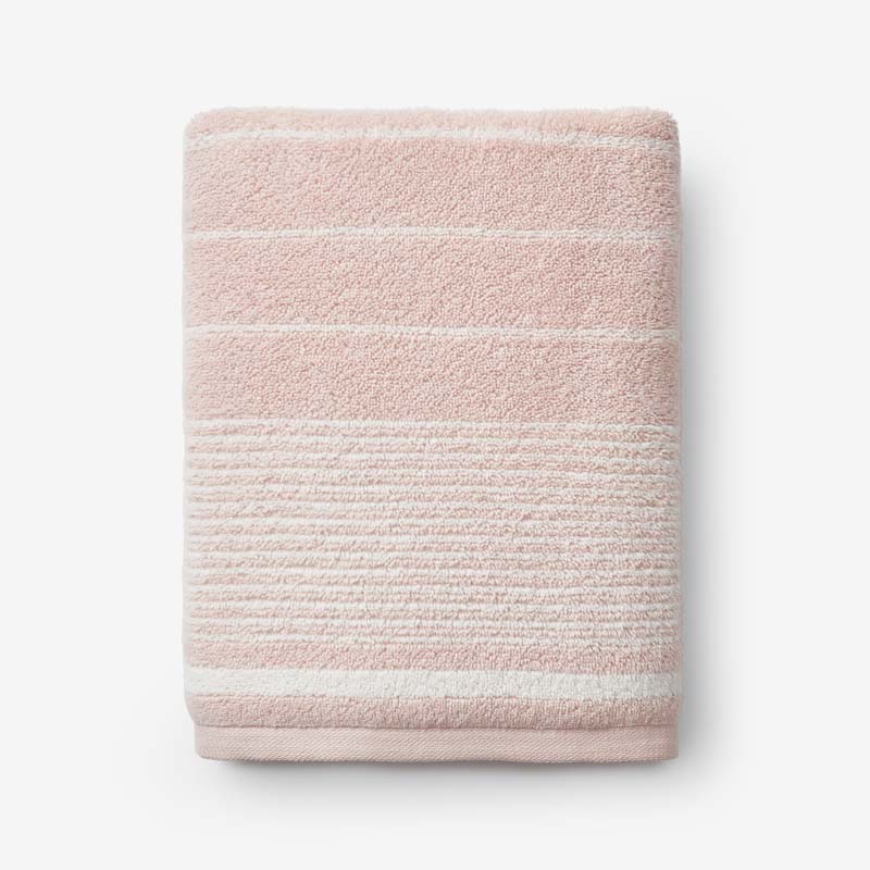Plush Spa Stripe Bath Towel - Light Rose Quartz