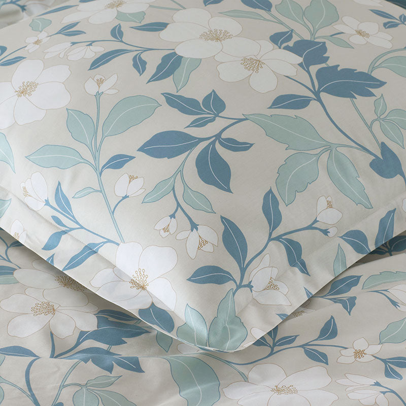 Clemencia Classic Cool Cotton Percale Sham - Floral Pale Blue, King