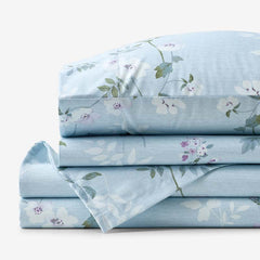 Wispy Meadow Premium Smooth Wrinkle-Free Sateen Bed Sheet Set - Blue Multi, Full