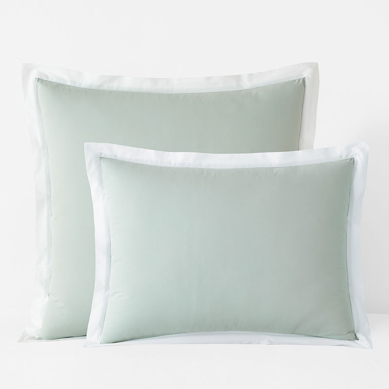 Solid Border Classic Cool Cotton Percale Sham - Sea Mist, Euro