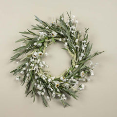 White Daisy & Cream Heather Wreath