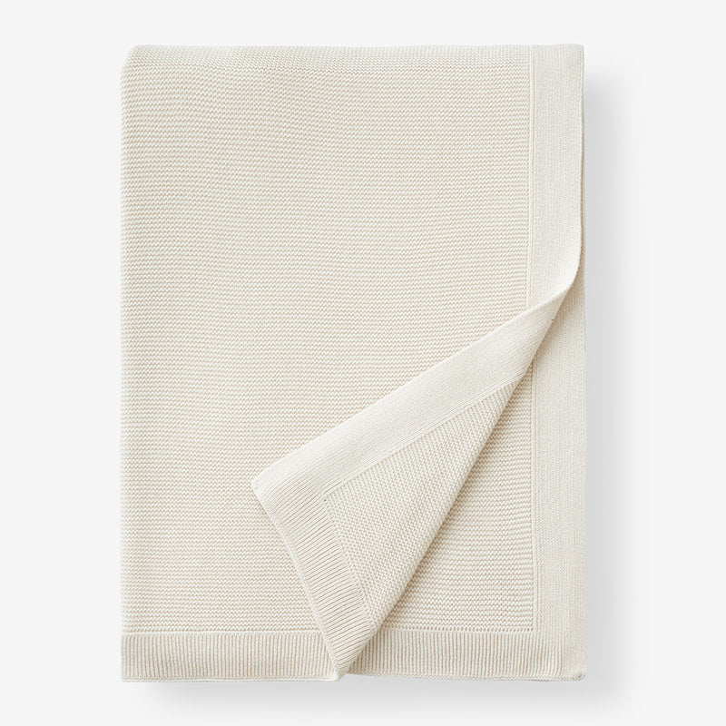 Classic All Season Breathable Cotton Knit Blanket - Ivory, Twin/Twin XL