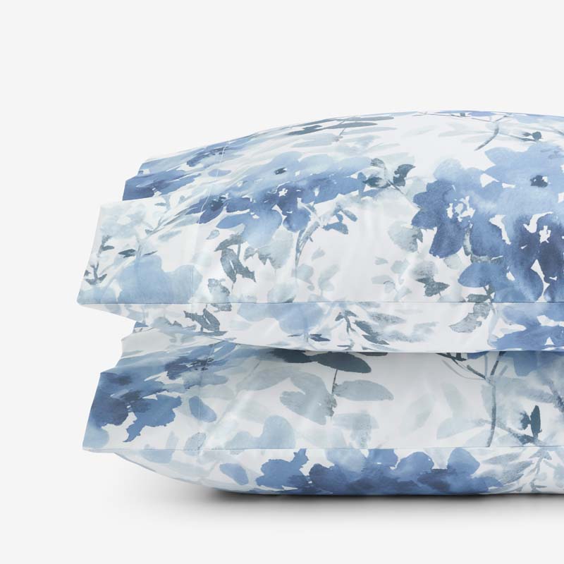 Floral Grove Premium Smooth Wrinkle-Free Sateen Pillowcase Set - Dusty Blue, Standard