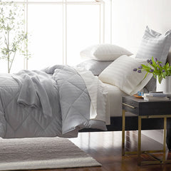 Dobby Stripe Classic Smooth Wrinkle-Free Sateen Comforter - Cream, Full/Queen