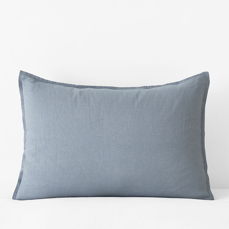 Premium Breathable Washed Linen Solid Sham - Dusty Blue, Standard