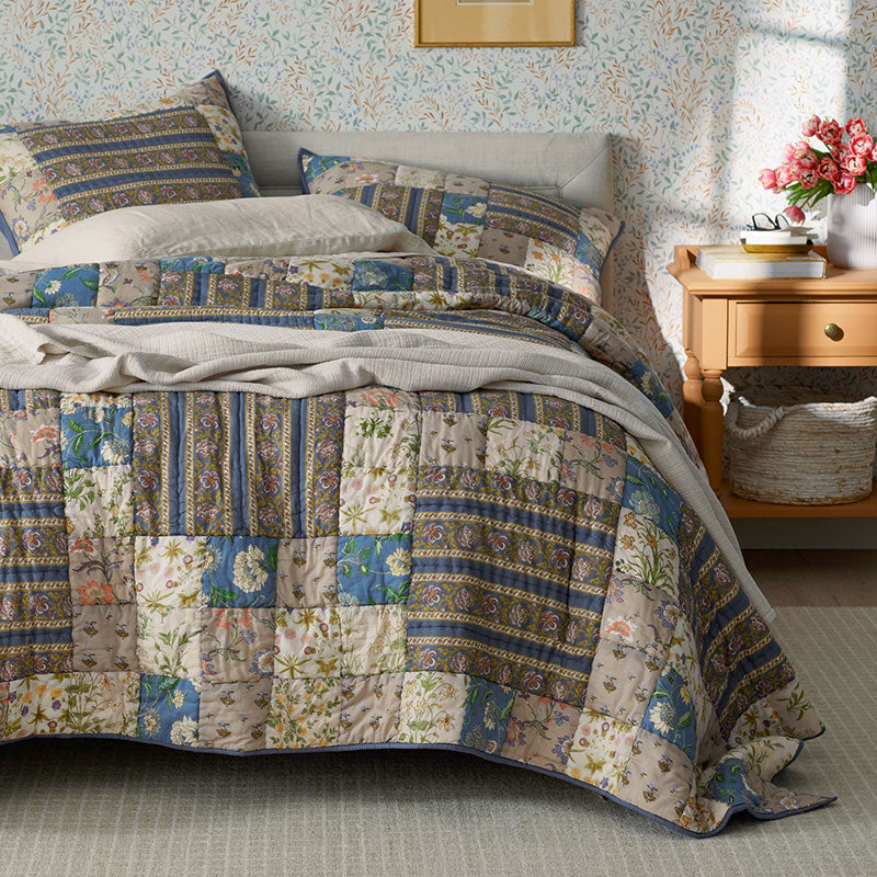 Dorothea Patchwork Quilted Sham - Blue Multi, Standard