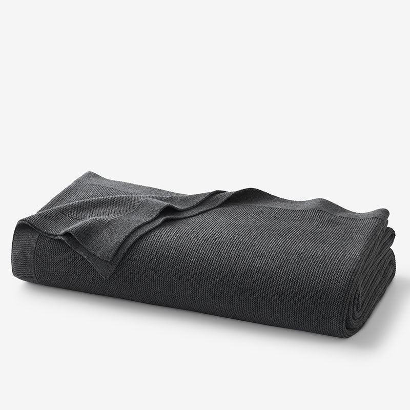 Classic All Season Breathable Cotton Knit Blanket - Dark Gray, King/Cal. King