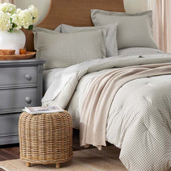 Classic Stripes and Plaids Cool Yarn-Dyed Cotton Percale Comforter - Mini Check Green, Full