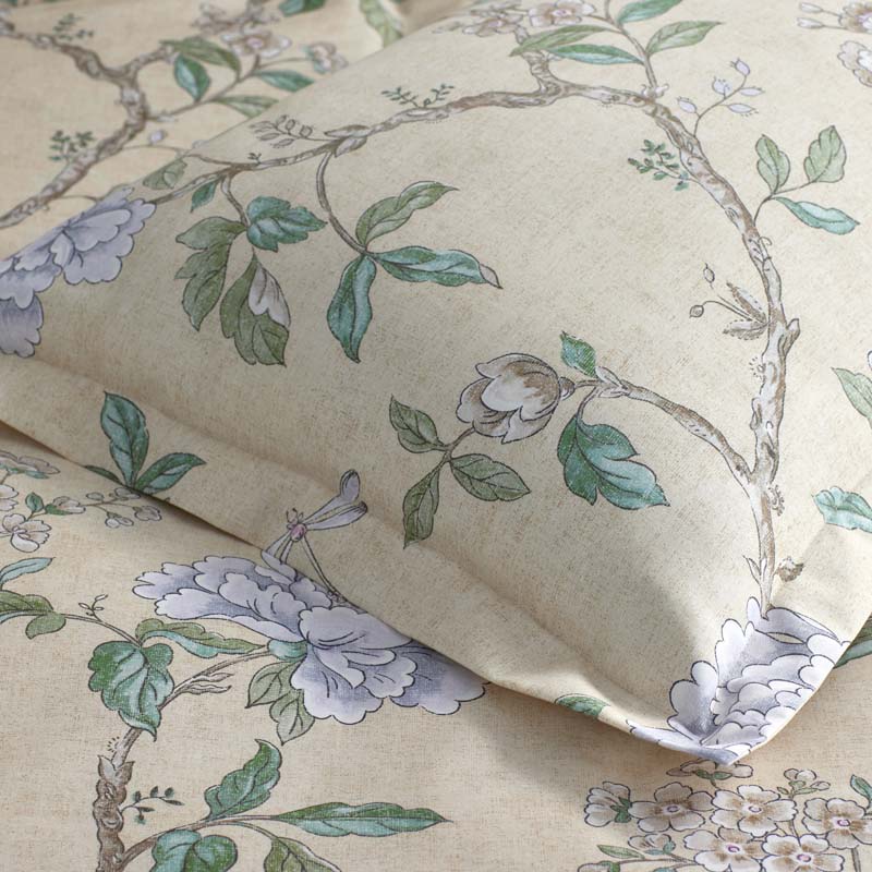 Peony Garden Premium Smooth Wrinkle-Free Sateen Sham - Beige Tan, Euro
