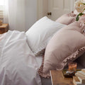 Solid Ruffle Garment Washed Cotton Percale Pillowcase Set - Rose, King