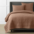 Premium Breathable Washed Linen Solid Quilt - Clay, King/Cal King