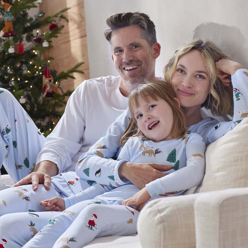 Family Printed Peruvian Cotton Kid's Pajama Set - Santa's Ski Dash, 12