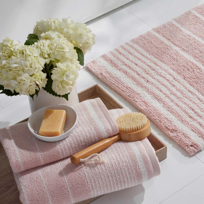 Plush Spa Stripe Bath Sheet - Light Rose Quartz