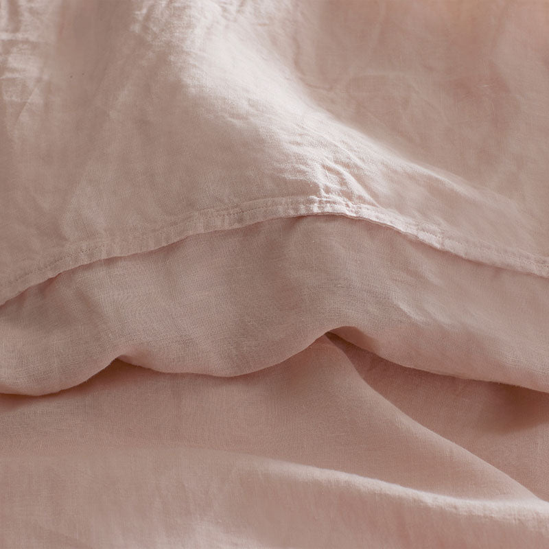 Premium Breathable Washed Linen Solid Bed Sheet Set - Rose Smoke, Full