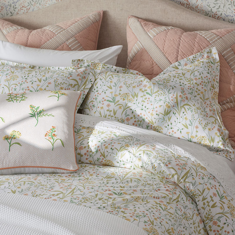 Clemencia Classic Cool Cotton Percale Sham - Mini Floral Peach Blossom, Standard