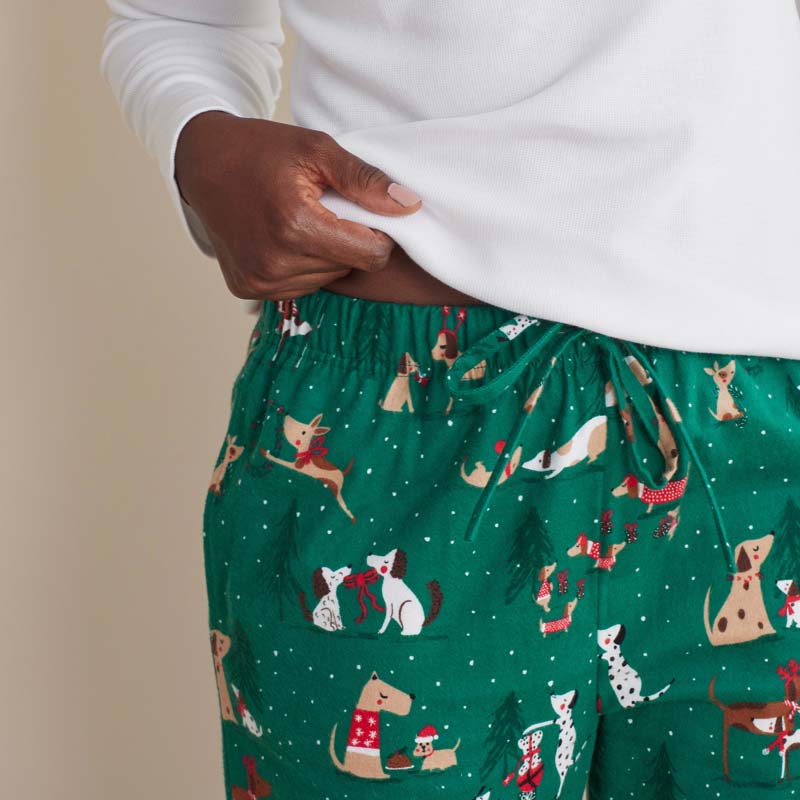 Family Flannel Women's Jogger Pants Pajama Set - Holiday Pups, L