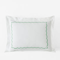 Scallop Embroidered Premium Cool Egyptian Percale Sham - Green, King