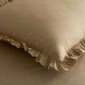 Solid Ruffle Garment Washed Cotton Percale Sham - Wheat, King