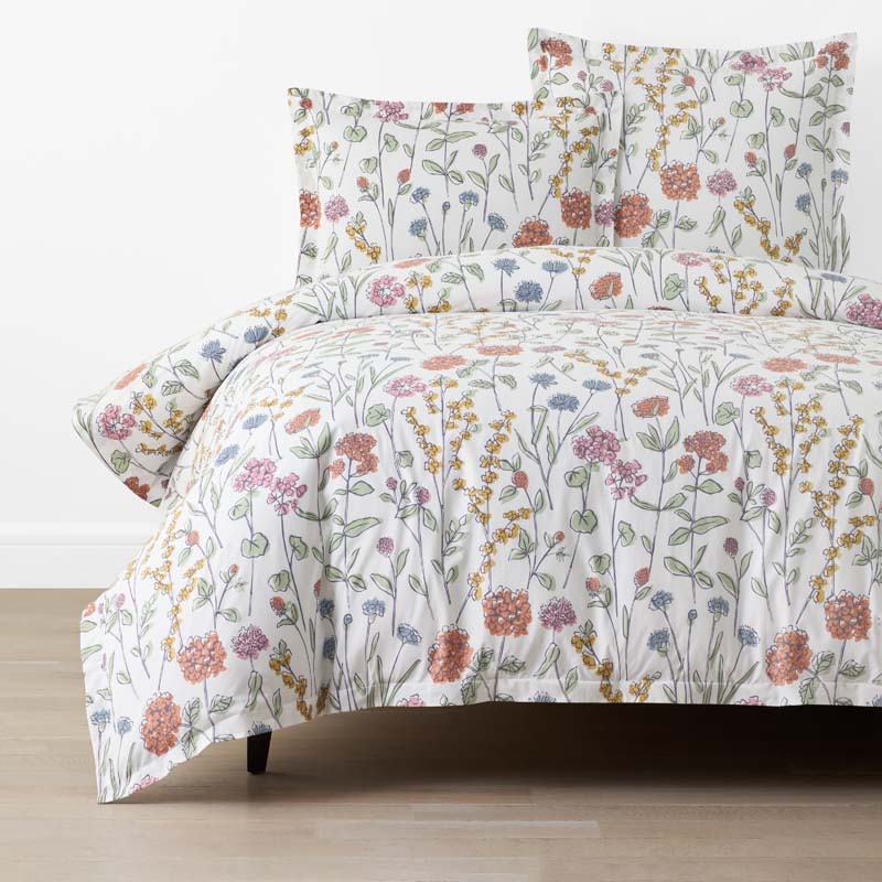 Garden Mirage Classic Cool Cotton Percale Duvet Cover - White Multi, King/Cal. King