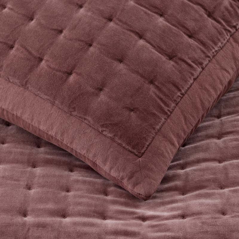 Tufted Stitch Velvet Quilt - Bordeaux, King/Cal. King