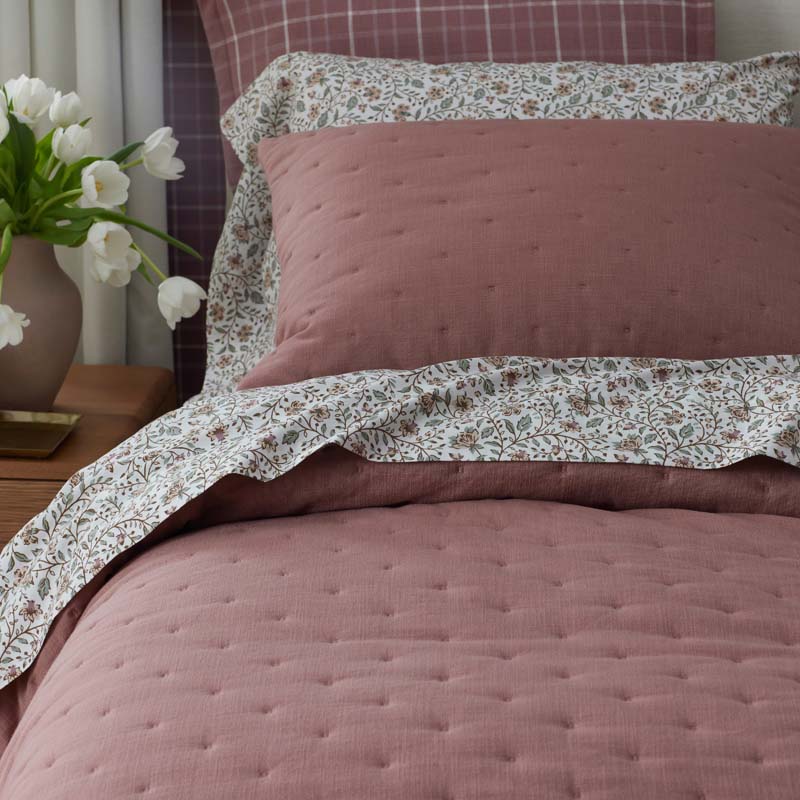 Garden Patch Floral Garment Washed Cotton Percale Bed Sheet Set - Multi, Full