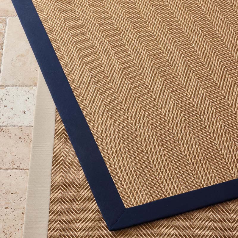 Sunbrella Herringbone Bordered Indoor/Outdoor Rug - Navy, 3' x 5'