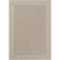 Wave Border Outdoor Rug -  Gray, 4' 1" x 6'
