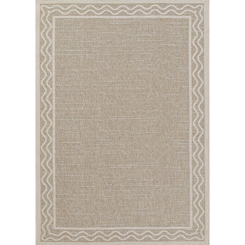 Wave Border Outdoor Rug -  Gray, 2' x 3'