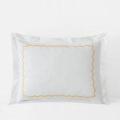 Scallop Embroidered Premium Cool Egyptian Percale Sham - Yellow, King