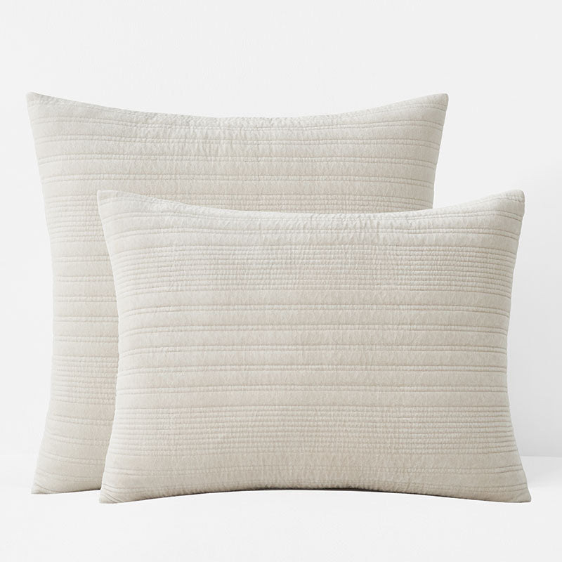 Line Stitch Velvet Quilted Sham - Light Sand, Euro