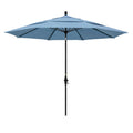 Round Outdoor Patio Umbrella, Fiberglass with Twist Tilt - Black Finish, Air Blue, 11'