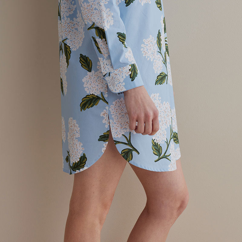 Poplin Women's Nightshirt - Hydrangea, XS