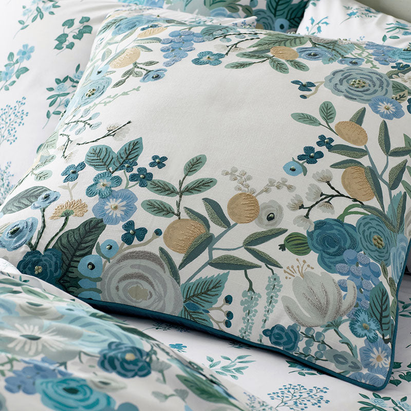 Garden Party Decorative Square Pillow Cover - Blue Multi