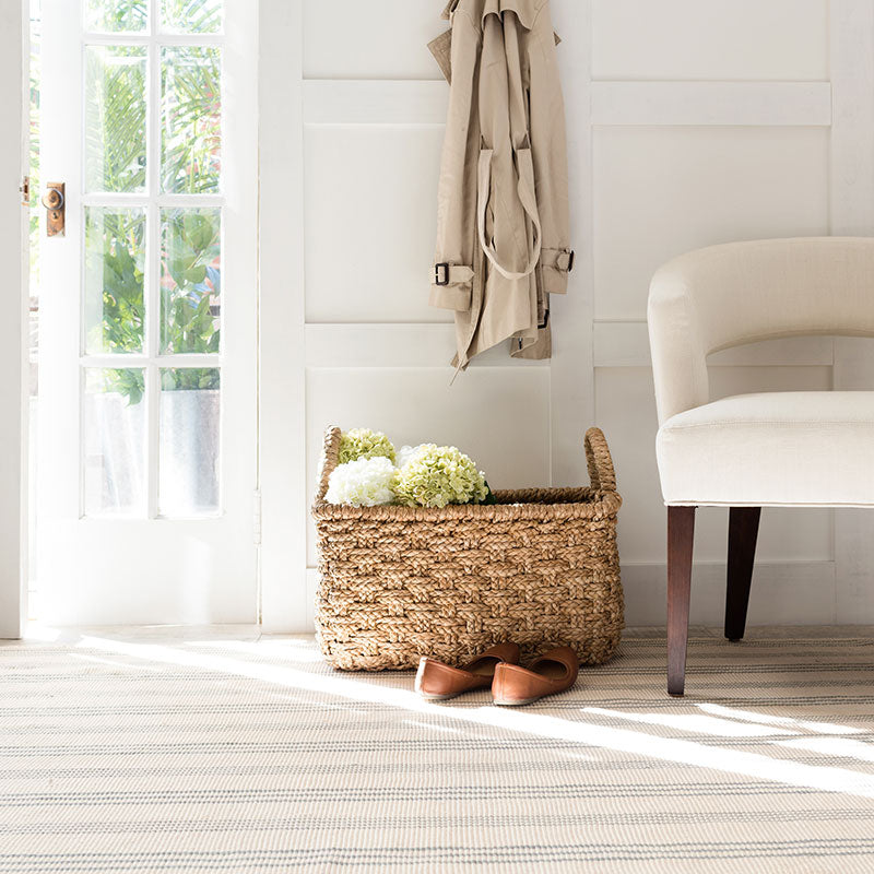 Swedish Stripe Handwoven Cotton Rug - Blue, 5' x 8'
