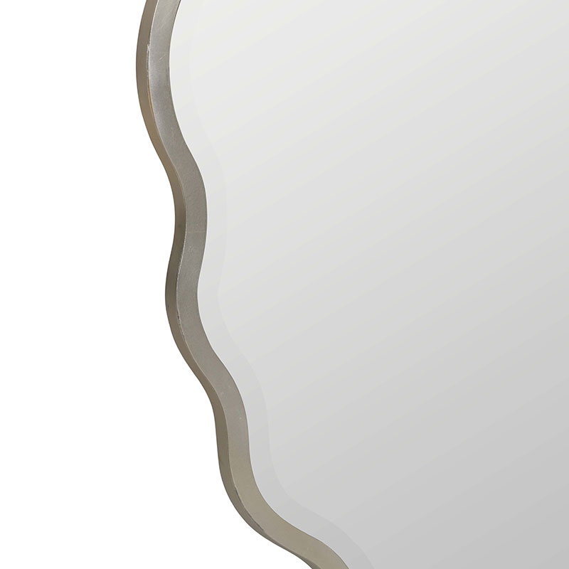 Oval Scalloped Metal Frame Wall Mirror - Silver