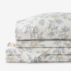 Whispering Garden Premium Smooth Wrinkle-Free Sateen Bed Sheet Set - Gray Multi, King