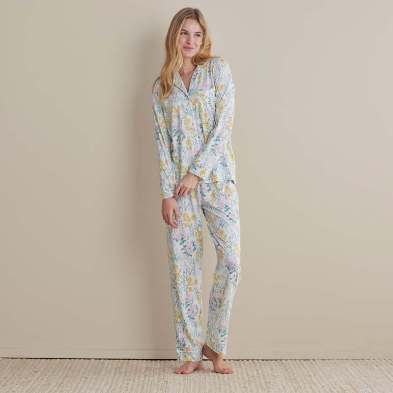 Cotton Modal Women's Button-Down Pajama Set - Spring Garden, M