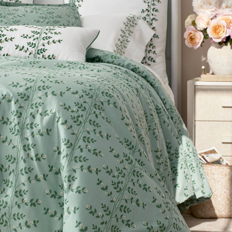 Climbing Vines Classic Cool Cotton Percale Sham - Sage Green, Euro